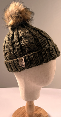 Winter Hat with Pom Army Green