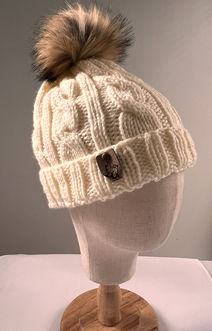 Winter Pom Hat Cream